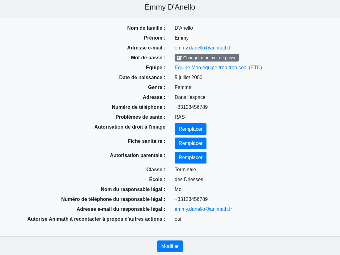 Informations sur l'utilisateur⋅rice